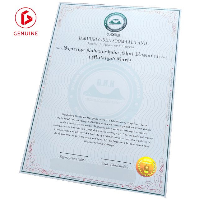 Real estate certificate