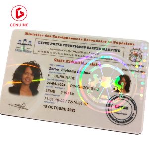 ID card covered with holographic film