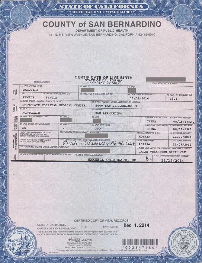 birth certificate