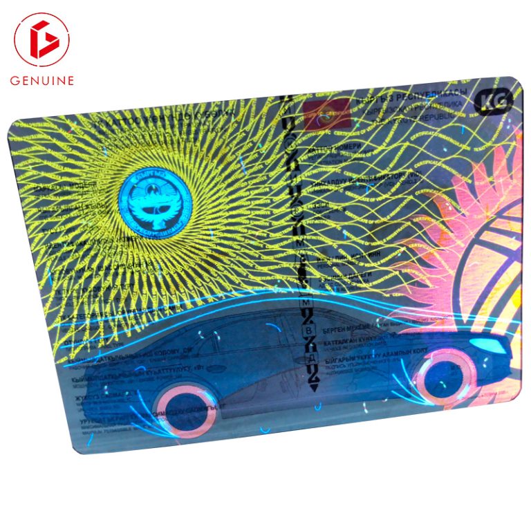 inner page of vehicle driver's license under uv light