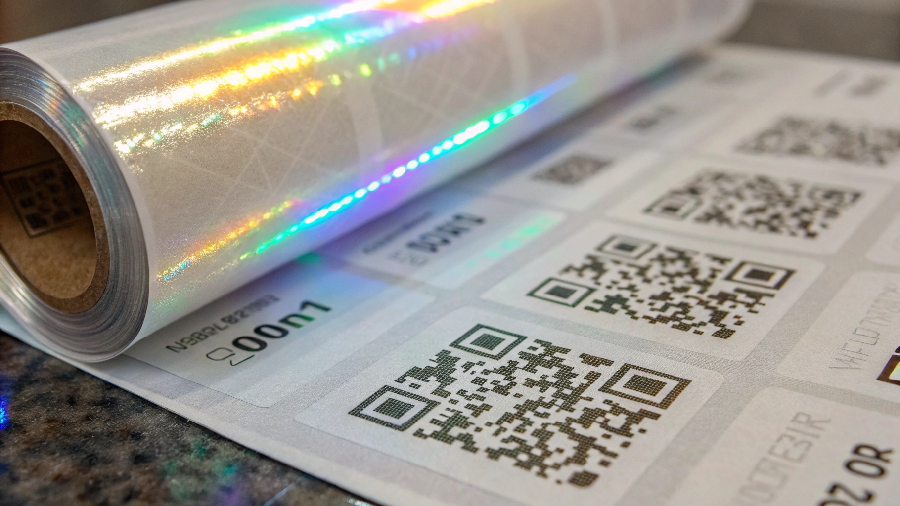 Macro close-up of a holographic security feature showing its color-shifting effect
