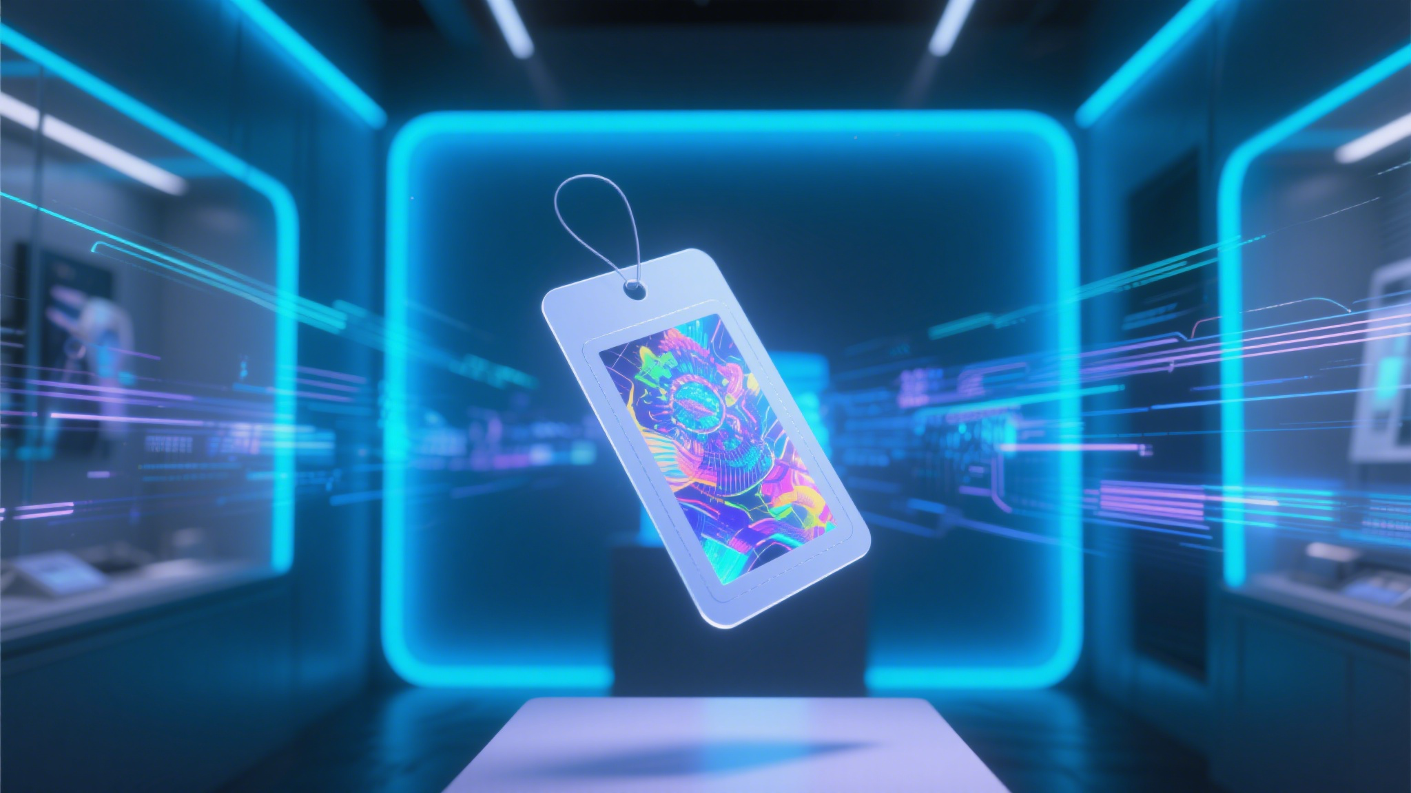3D holographic label revealing covert features under UV light