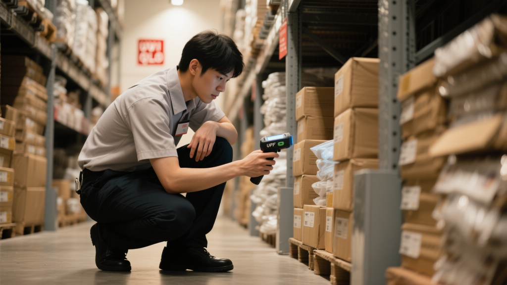 employees use handheld rfid scanners