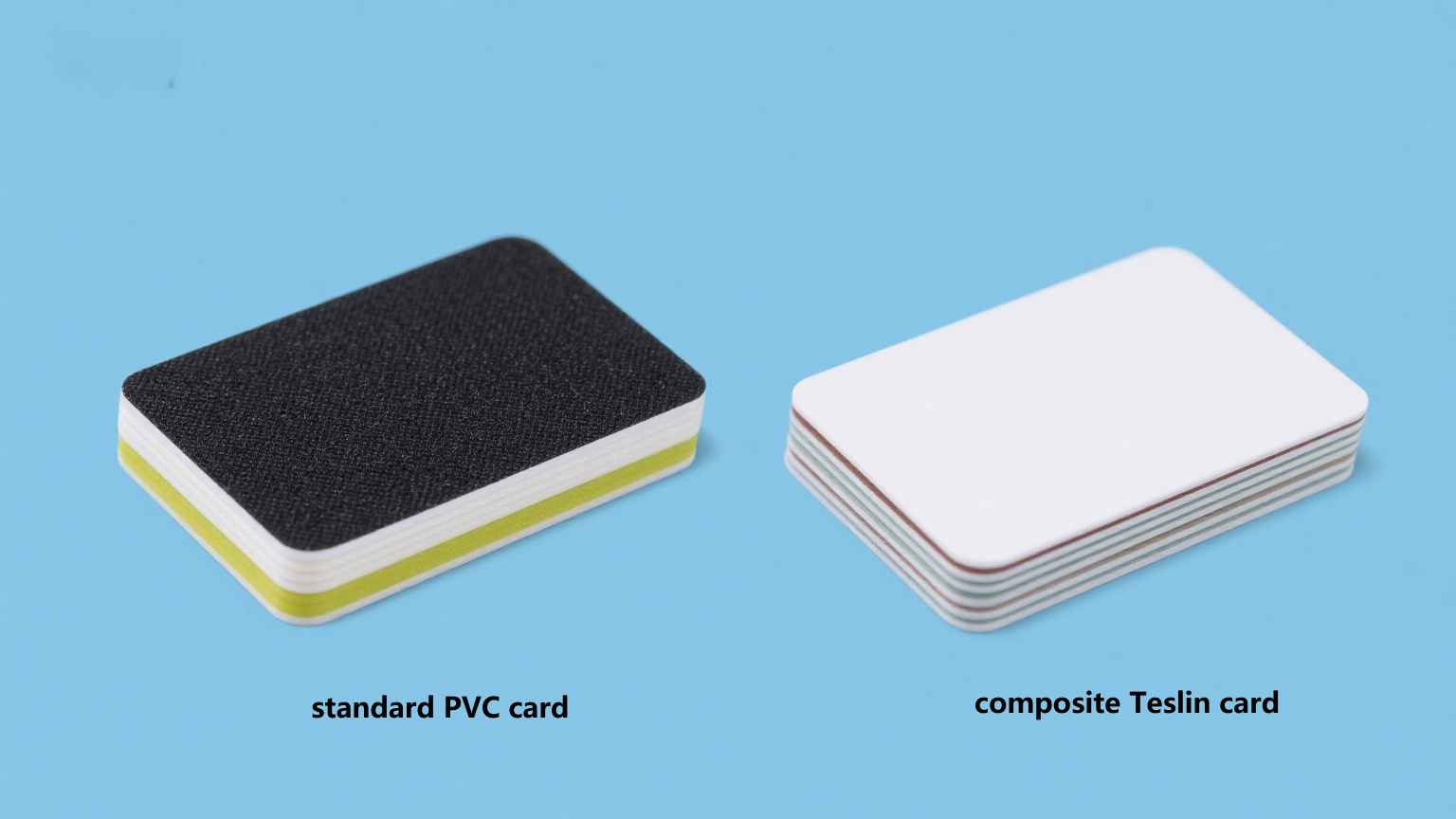 Comparison of card materials: PET, ABS, polycarbonate, epoxy