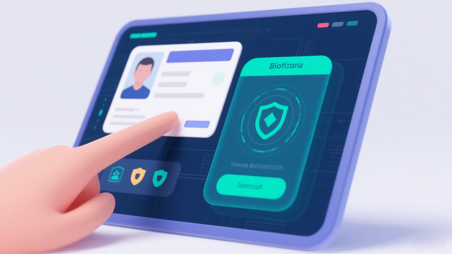 Chip-based ID card undergoing biometric authentication at a secure access terminal