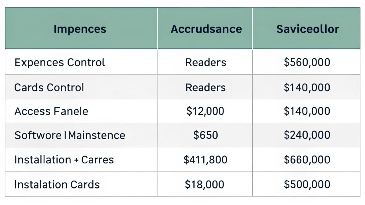 An invoice showing the cost breakdown of a security system