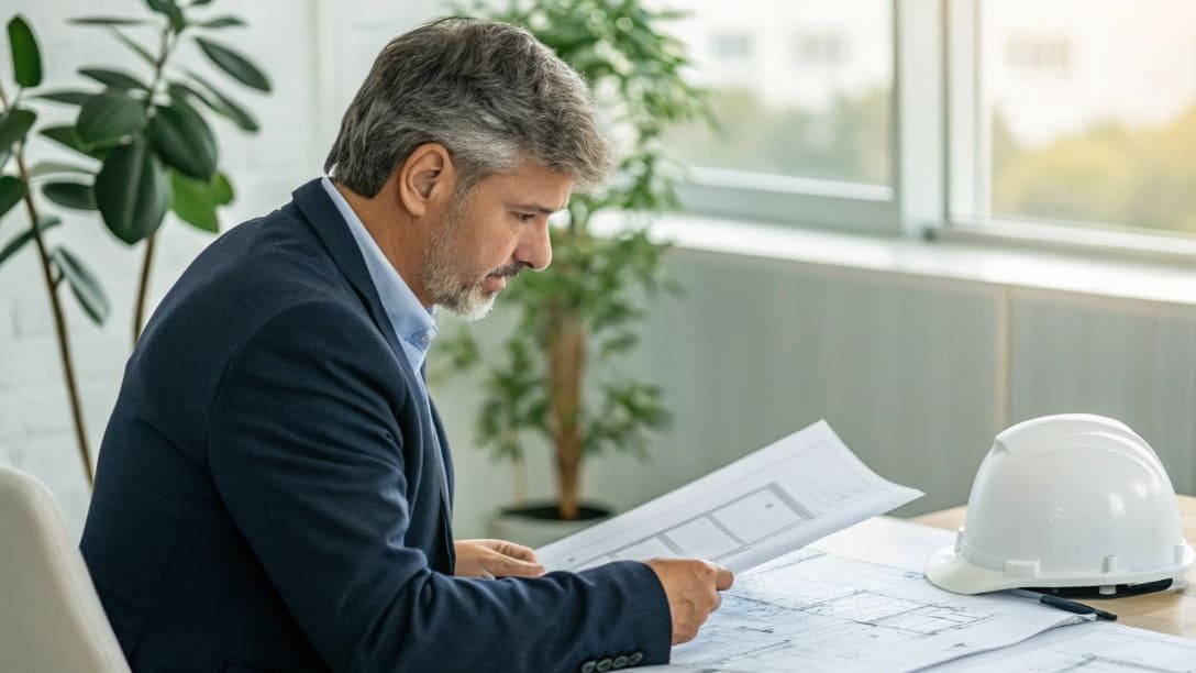 A project manager reviewing a plan for a security system rollout