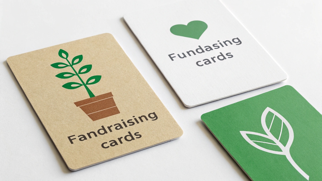 Eco-themed printed cards illustrating bio-based card concepts