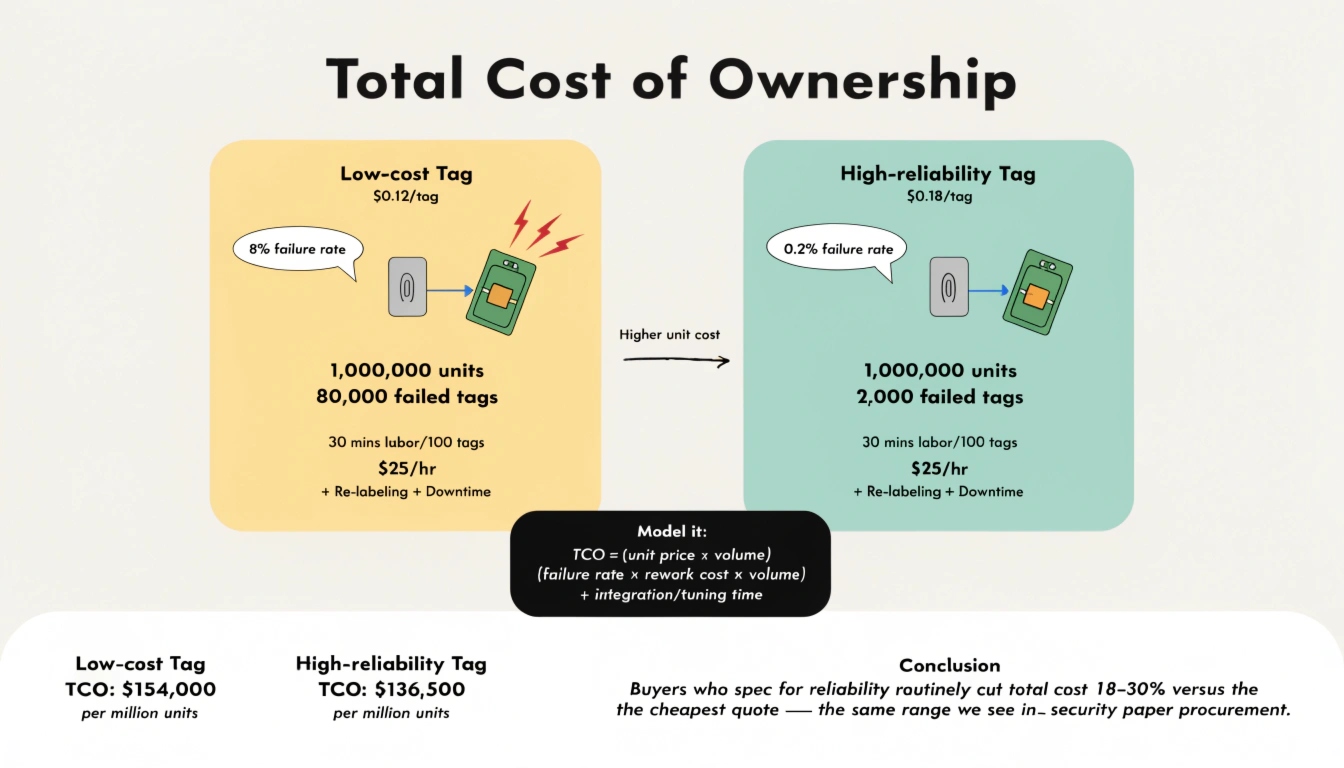 A cheaper tag that fails costs more than a reliable one