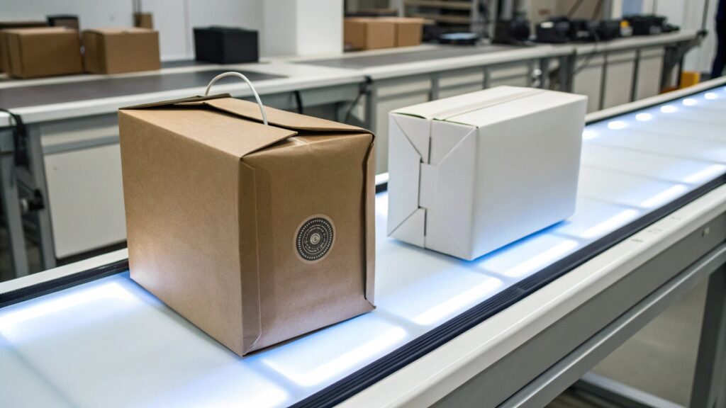 Genuine vs counterfeit packaging inspection with tamper-evident hologram seal