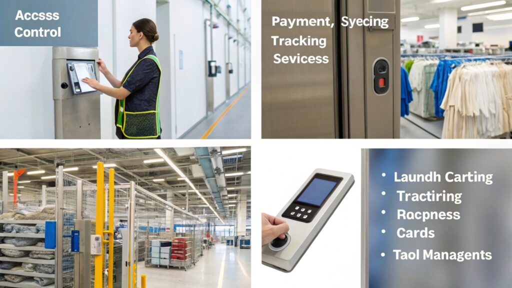 RFID applications collage access control laundry logistics and asset tracking - REGENERATE NEEDED