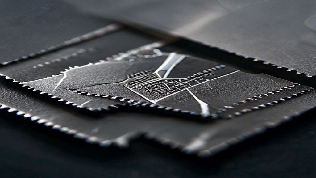 Macro cross-section of a secure ID card edge showing fused plastic layers and laser engraving