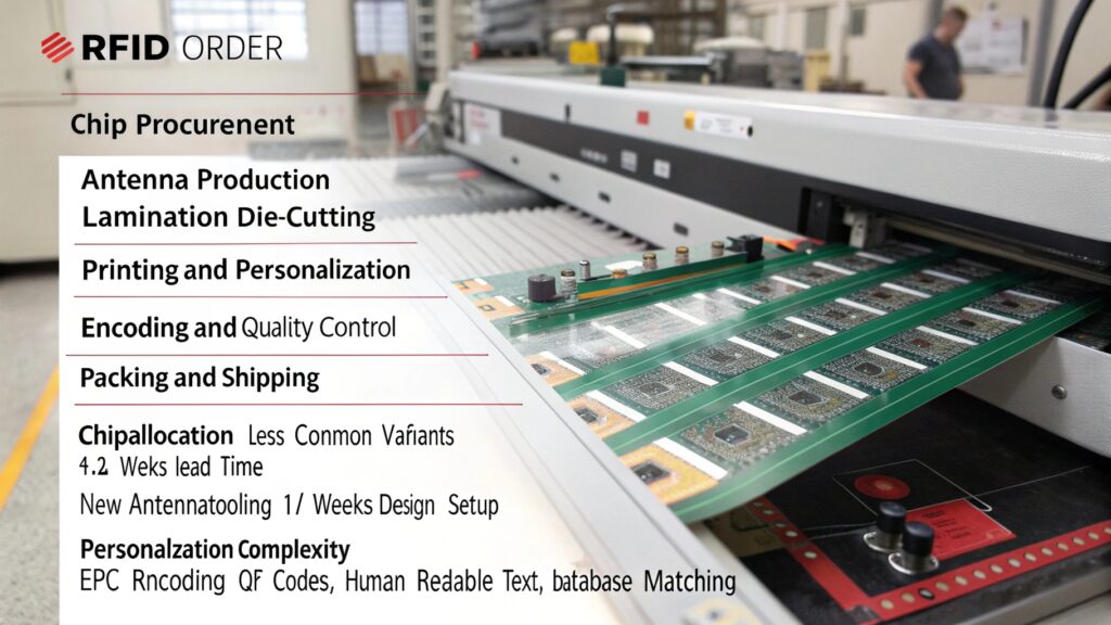 RFID lead time stages from chip wafer to shipping