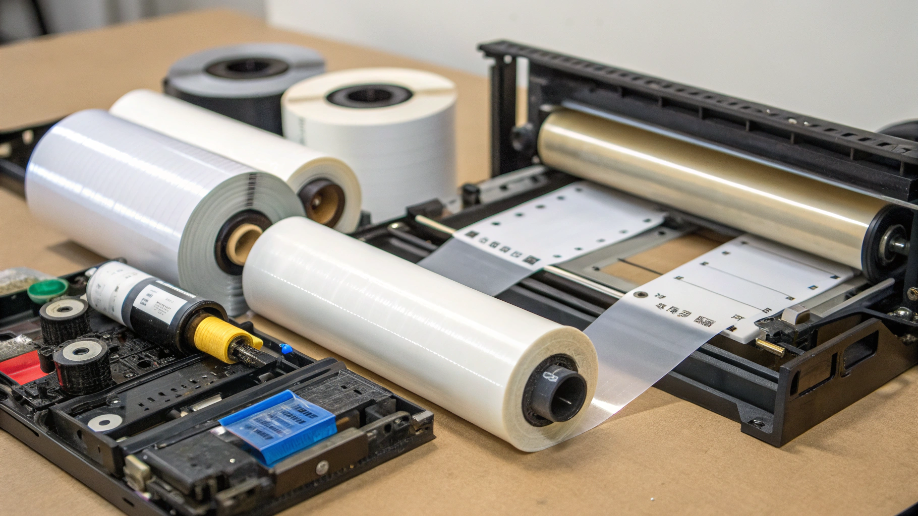 Printer ribbons and lamination overlay rolls for ID card consumables