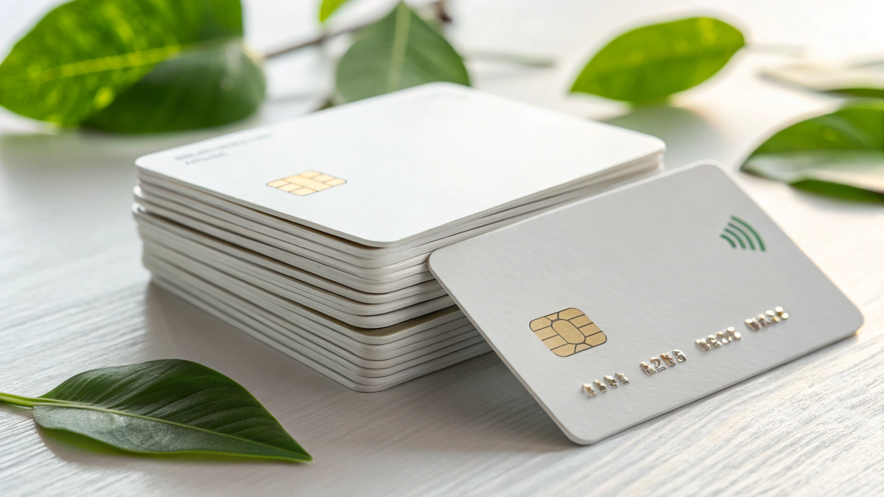 Stack of sustainable smart cards with embedded chip